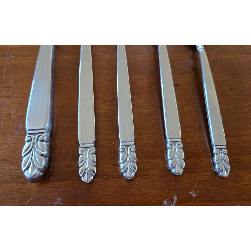 International Stainless Norse Flatware 5 Piece Place Setting Mid Mod Silverware